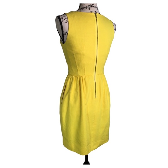J. Crew Basket Weave Sleeveless A-Line Shift Career Work Dress Yellow 64991 Sz 0 - Picture 9 of 16